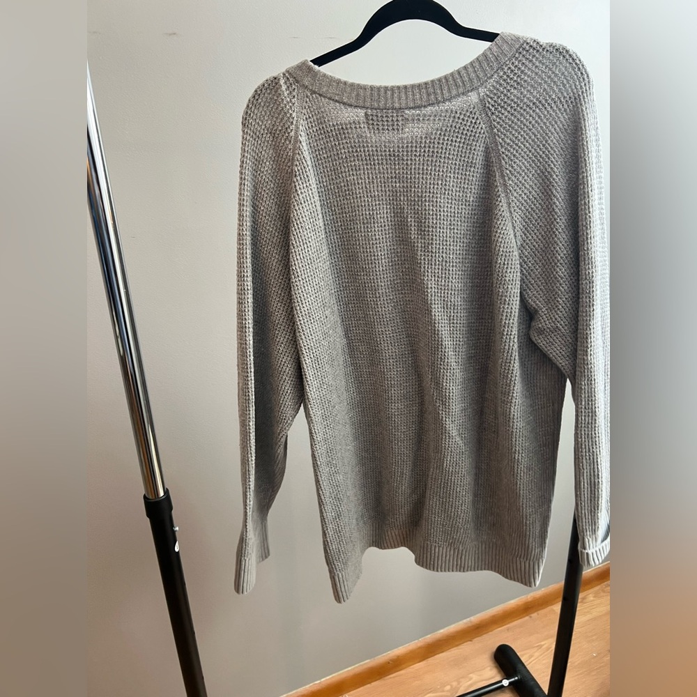 Old Navy Light Gray Waffle-Knit Women's Sweater XXL - Picture 2 of 3